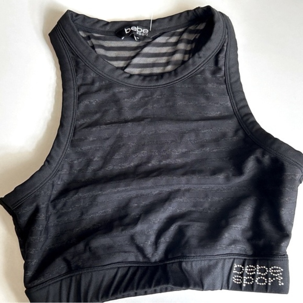 Bebe black mesh sports‎ bra, size M